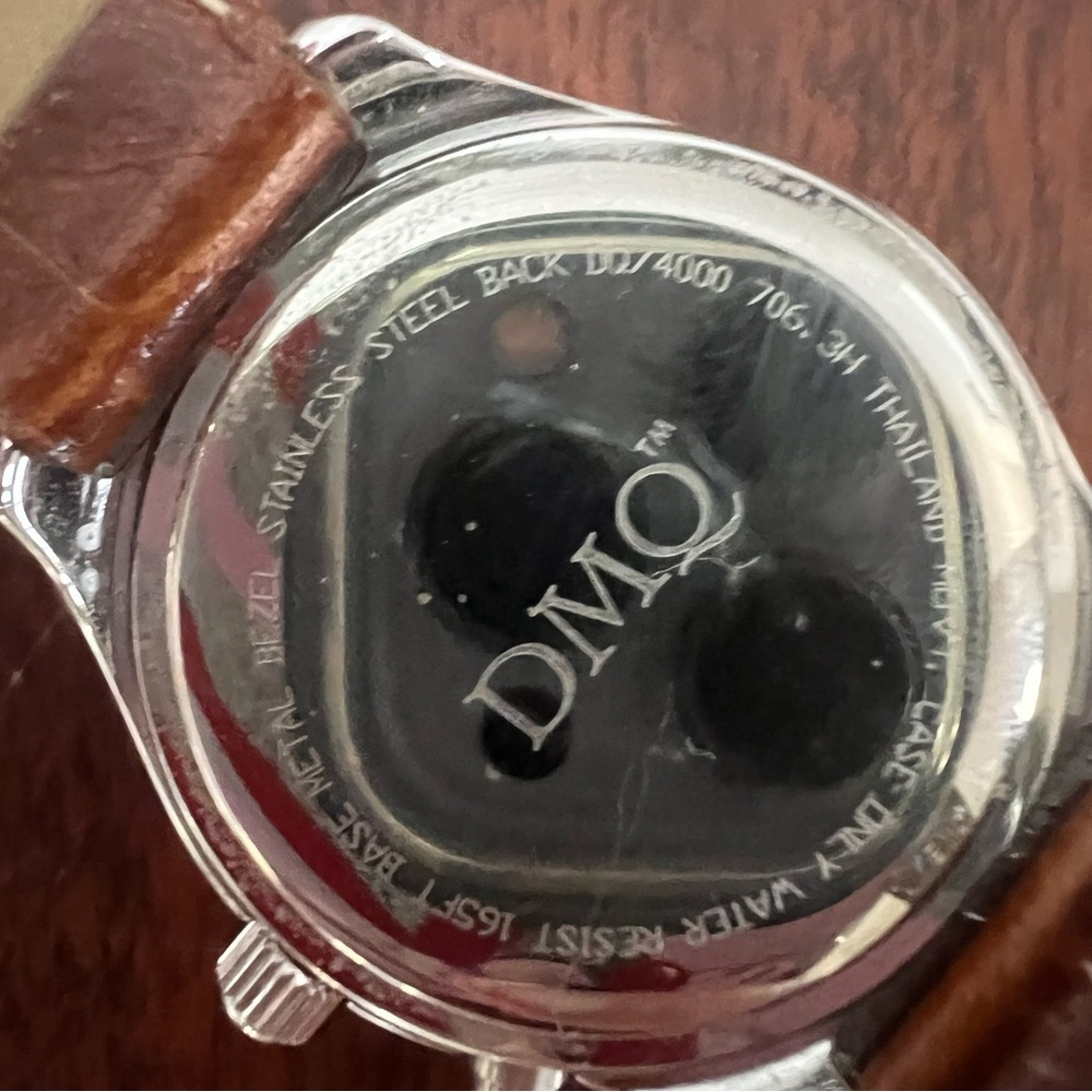 DMQ Diamonique Watch Brown Leather strap Silver Tone Jeweled QVC - Picture 12 of 14